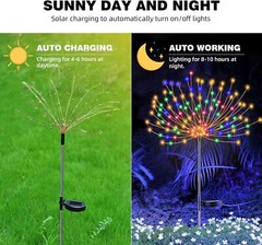 Solar Garden Firework Lights Outdoor Waterproof 150 LED Sparklers Outside Yard