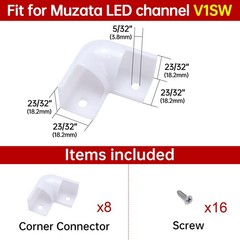 8Pack White Plastic Corner Connector for V1SW LED Channel LC08