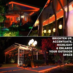 Orange 8-Mode LED Outdoor Waterproof Rope Light 10′ 25′ 50′ 100′ 150′ 300’ft