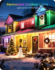 150FT Permanent Outdoor RGB & White Eave Lights 72 LEDs with APP Control IP65