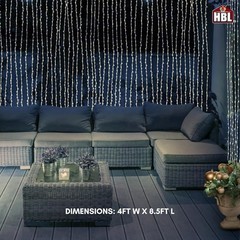 Holiday Bright Lights 768 LED Curtain Lights Warm White 4×8.5FT Connectable