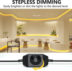 10Ft Warm White LED Strip Lights, Dimmable Tape Lighting with Remote & Adhesive