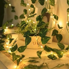 Green Leaf LED String Lights 2M Battery Operated Garland Home Party Decor Set