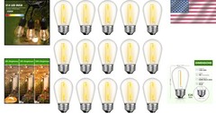 Energy Saving 1W S14 LED Bulbs, 15 Pack, Dimmable Warm Light for Outdoor Decor