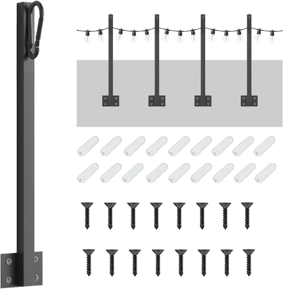 4 Pack String Light Poles,Hanging Light Poles for Outdoor String Lights, Meta…
