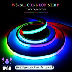 12V 24V Waterproof IP68 COB WS2811 720leds/m RGB LED Strip Light Outdoor Decor