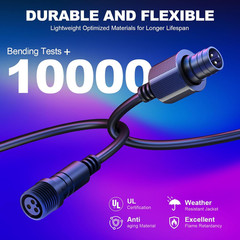 13.12Ft Smart Outdoor String Lights Extension Cord,4M Power Cable with 3-Pin Plu