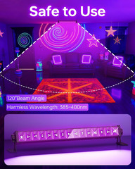 4 Pack LED 42W Black Lights, Blacklight Bars with Plug+Switch+6Ft Cord, Light up