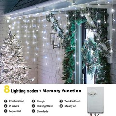 Christmas Lights Outdoor Decorations 96-960 LED 8 Modes Curtain String Light US