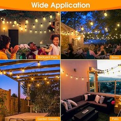 49FT Outdoor String Lights Dimmable Remote IP65 Waterproof Christmas Lights