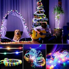 Solar Rope Lights Outdoor Tube Fairy String Lights Waterproof Garden Patio Decor