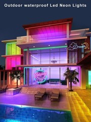 100Ft LED Neon Rope Lights with App and Remote Control, IP65 Waterproof Neon Str
