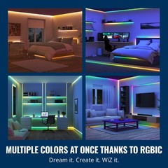 WiZ – Bundle – RGBIC LED Strip 5m Plus 2 60W A19 Color Bulbs – Cont… Fast Ship