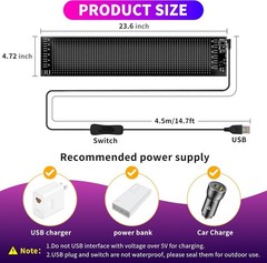 1PCS LED Eyes for Car Windshield 23.4″x4.7″, Programmable Animated Black