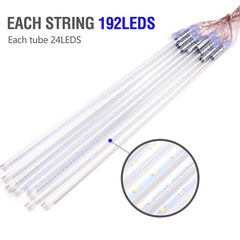 30cm 192 LED Meteor Shower Lights 8 Tubes Falling Rain Icicle Xmas Party Outdoor
