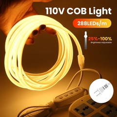 110V COB Neon LED Strip Lights Dimmer Flexible Light Indoor Outdoor Waterproof