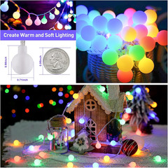 100 LED Globe Christmas String Lights 33Ft, 8 Mode with Remote