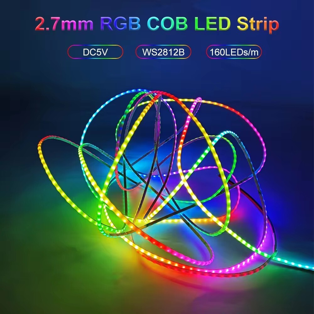 WS2812B Ultra Narrow 2.7mm COB LED Strip Individually Addressable Pixel Light