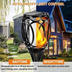 4 Pack 43″ Solar Lights Outdoor LED Higher & Larger Flickering Flame Solar Torc