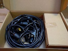 NEW 50 ft 25 Sockets Black Outdoor 14 Gauge Edison Metro String Lights+ 28 Bulbs