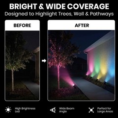 RGBWW Smart Outdoor Spotlights 4-Pack 48ft IP65 LED Lights Alexa Remote App