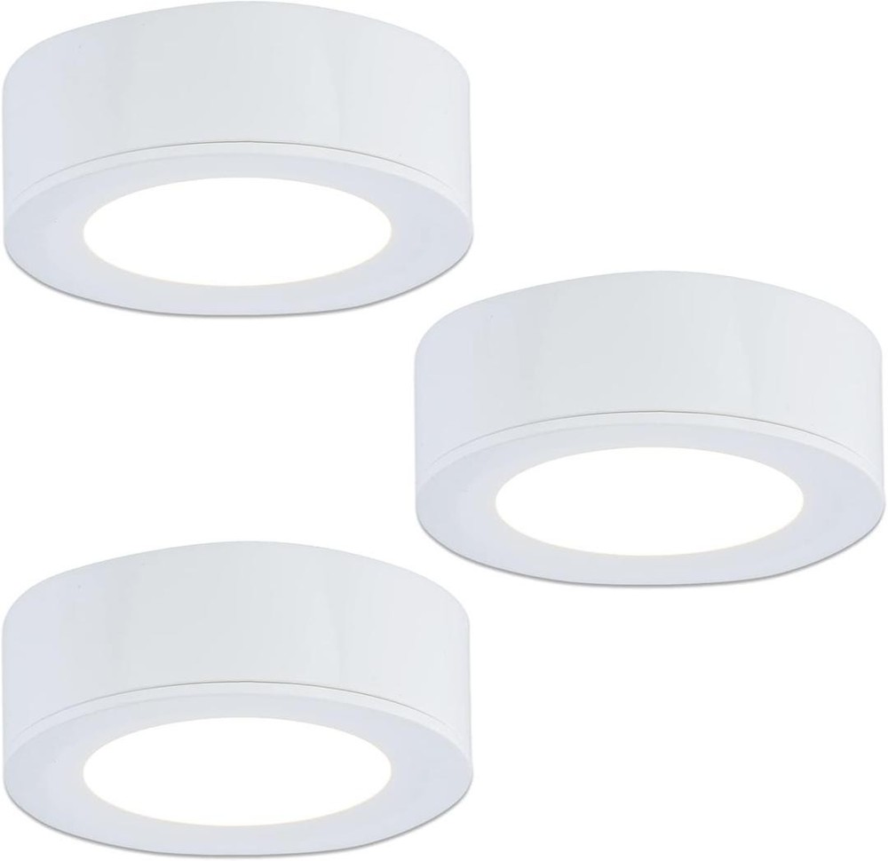LUMILAND Wired LED Puck Lights 120V (2.7Wx3) Plug-in Lighting Warm Whi…