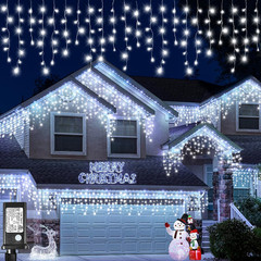 98FT 1216 LED Icicle Lights for Outside, 8 Modes 228 Drops, Cool White | Icicle