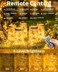 Solar Fairy String Lights 4 Pack Outdoor Remote Total 158FT 480LED Warm Multi…