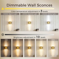 Realoc Peel And Stick On Battery Operated Wall Sconces Set Of 2 Gold Wireless