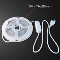 5V USB Powered Cool White LED Light Strip with On/Off Switch Button