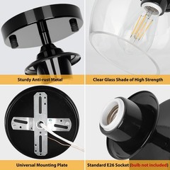 Beslowe Modern Semi Flush Mount Ceiling Light Clear Glass Shade Industrial