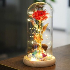 LED Galaxy Rose Flower In Dome Glass Night Light Mother’s Day Birthday Gifts