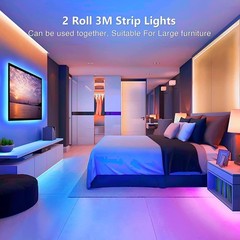 LED Strip Lights 100ft 50ft Music Sync Bluetooth 5050 RGB Room Light with Remote