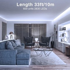White LED Strip Lights, 32.8FT 6000K Super Bright Dimmable Tape Light Kit, 60…