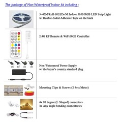 Apple HomeKit 40M 30M 20M 10M 60LEDs/M WiFi Music LED RGB Strip Light w/ 12V PSU