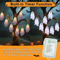 9FT Battery Powered Halloween Decoration Ghost Garland Lights Banner Party Decor