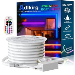 65.6ft RGB Neon Rope Light Commercial Grade 110V 120V Plug