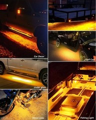 Car Led Strip Lights 12″ Connectable Amber LEDs Light Strips for Cars Motorcy…