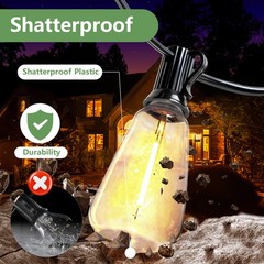 100FT Solar String Lights Waterproof Outdoor Patio w 32 ST38 Bulb Remote Control