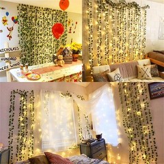 Green Leaf LED String Lights 2M Battery Operated Garland Home Party Decor Set