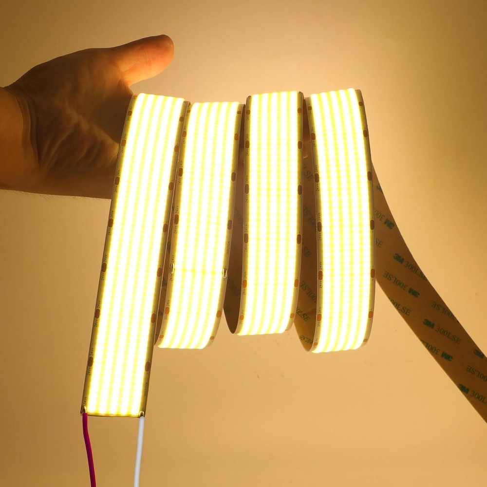 3000K COB LED Strip Light 3cm Wide 1600Leds/m DC 24V Flexible Home DIY Lighting