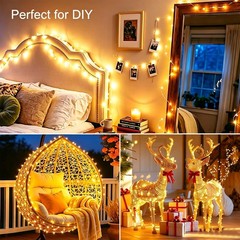 4 Pack 280Ft 800 LED Fairy Lights Battery Operated with Remote & Timer, Silve…