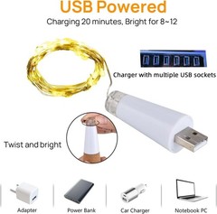Wine Bottle Lights with Cork Switch for Liquor Bottles 4 Pack Rechargeable Batte