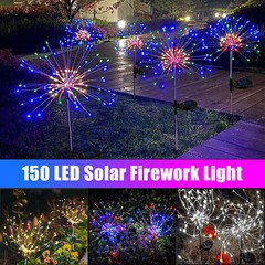 150 LED Solar Firework Lights Outdoor Waterproof Path Lawn Garden Decor Lamp