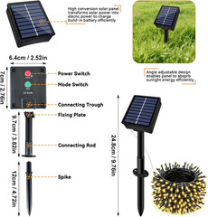 Solar String Lights Outdoor Waterproof 2 Pack Total 66Ft 200LED 8 Modes Twinkle