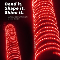 Red Flexible LED Rope Light Accent Indoor Outdoor Tree – 10/20/25/50/100/150FT