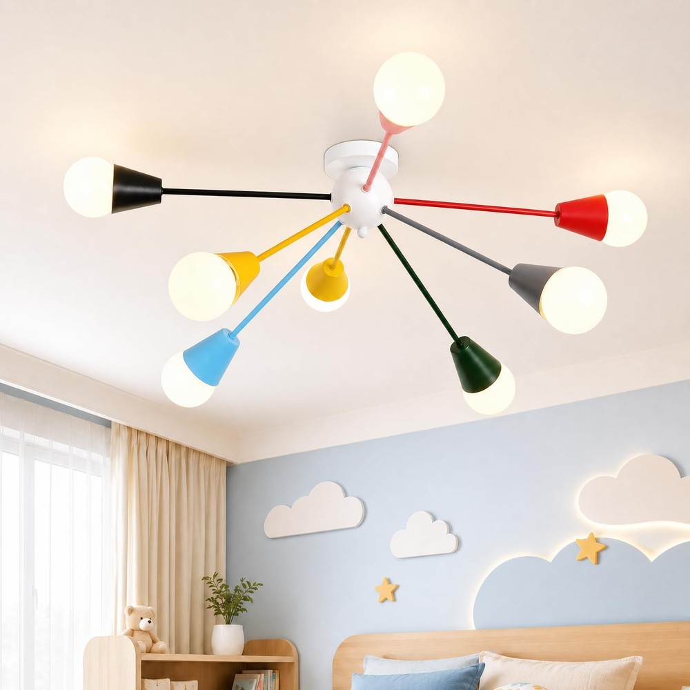 Zoryata 33 Kids Ceiling Light Fixture Colorful 8-Light Sputnik Chandelier