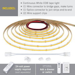 Ribbonflex Pro 24-Volt White COB 16.4 Ft. Cuttable Integrated LED Strip Light Ta
