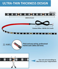 Car Led Strip Lights 24″ Connectable Blue Led Light Strip for Cars Boat Marine G
