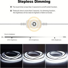 USB 5v Led Neon Strip Light Touch Switch Dimmable For Kitchen Bookshelf Wardrobe